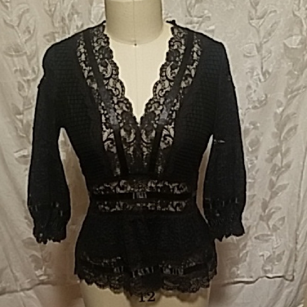 Catherine Malandrino Black Lace Blouse